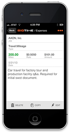 BigTime’s mobile timesheet app for Android can log expense reports online and offline.