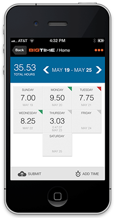 BigTime’s mobile timesheet app for Android and iPhone integrates seamlessly with Quickbooks & has customizable views.